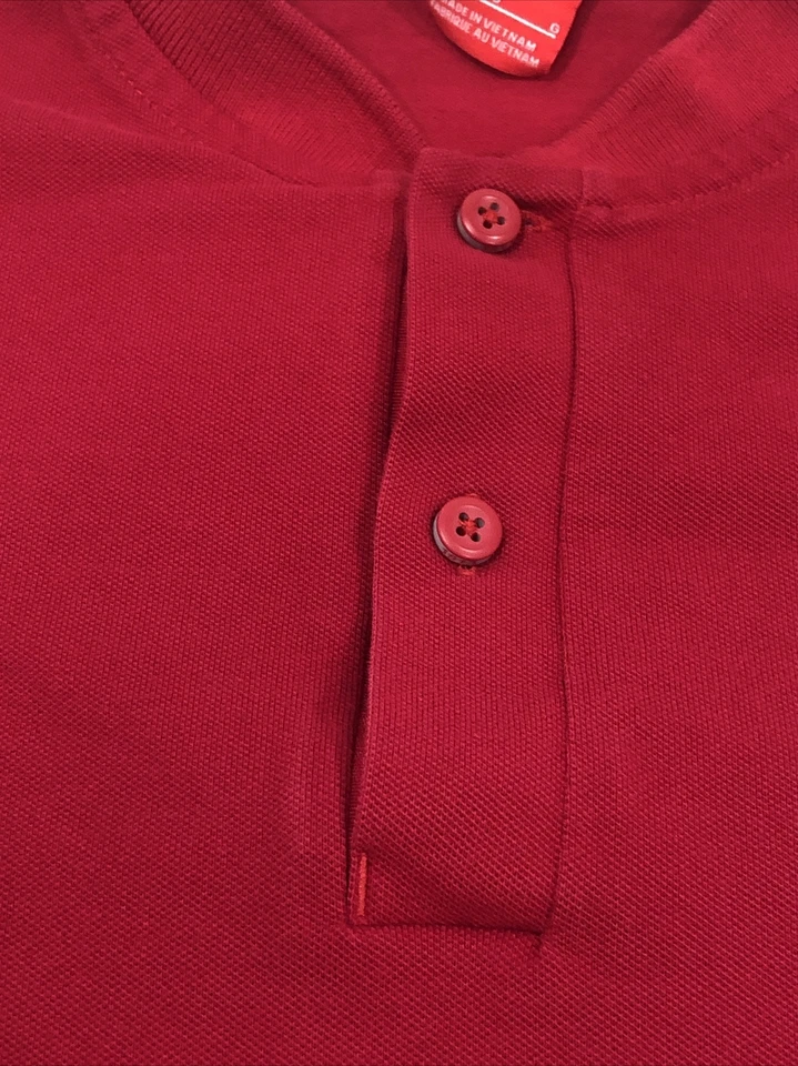 NIKE Red Tag Henley Two Button Single Stitch USA Logo Red Size Large RARE VTG - Image 3 of 4