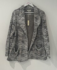 Max Studio Women's Black White Checked Open Blazer Jacket Size 1 X Bnwt Rrp £100