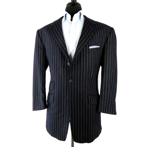 Richard James Savile Row Elton John Navy Chalk Stripe Jacket - Picture 4 of 19