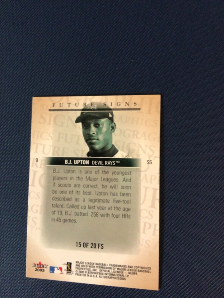 2005 Skybox Autographics B.J. Upton Future Signs Card # 15 of 20 FS - Image 2 of 2