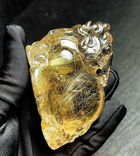 177g Top seltenes natürliches goldenes Haar rutiliertes Pixiu Quarz Mineralkristall - Bild 4 von 8
