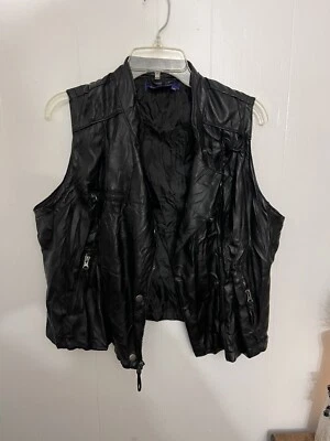 Miley Cyrus XL fax leather vest zippers black - Image 1 of 4