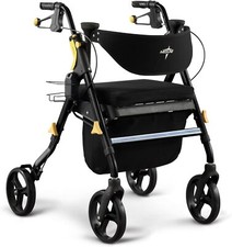 Premium Empower Folding Mobility Rollator Walker with Memory Foam Seat, Black