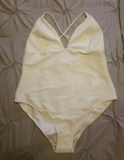 NWT H m Ribbed one piece Swimsuit White Size Large