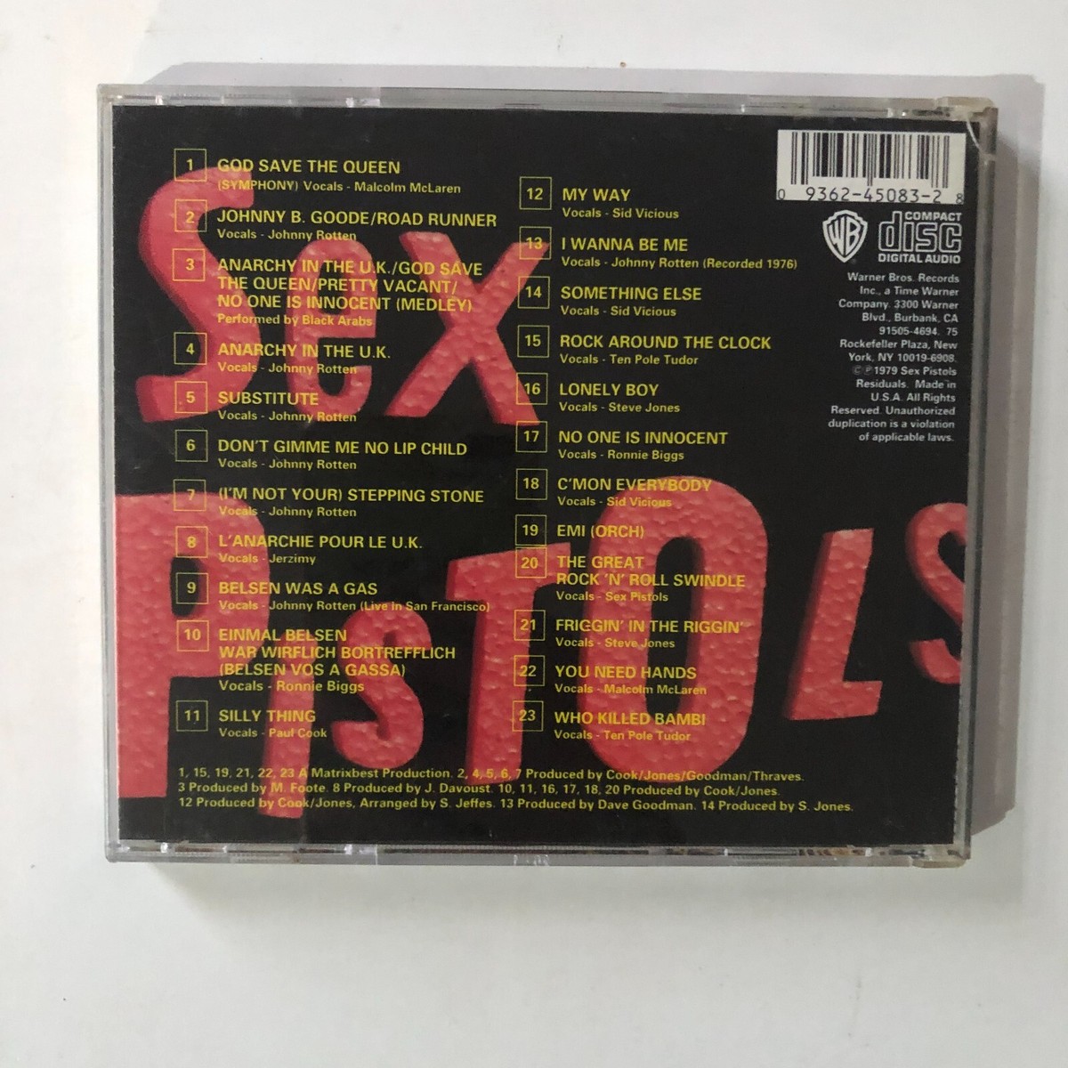 Sex Pistols, The Great Rock 'N' roll Swindle, 1979 USA CD Album
