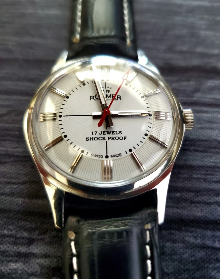 Rare Roamer Brevete Swiss Mens Manual Watch White Serviced - Image 3 of 4