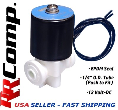 1/4 OD Tube Push to Fit 12-Volt DC Plastic Solenoid Valve Seal EPDM NC