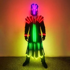 Multicolor LED Robot Suit Helmet Bar Halloween Party Glow Light Cosplay Clothing