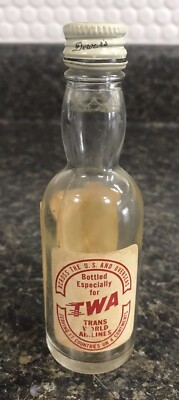 Dewars White Label Blended Scotch Whisky Glass Mini Bottle for TWA