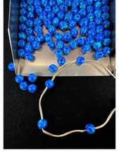 Full Drilled Dark Blue Synthetic Lab Created Opal Round Beads 4mm OP27