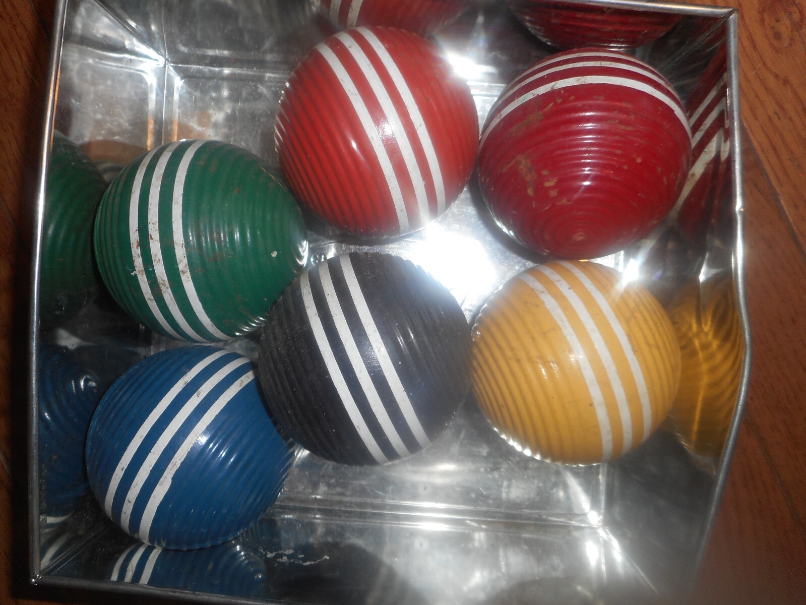 Set Of 6 Croquet Ribbed 3 Stripe Balls Old Lawn Game Sport Replacement
