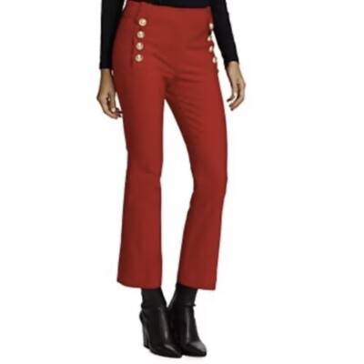 10 Crosby Derek Lam Womens Creased High Rise Pants Red Stretch  display picture 1