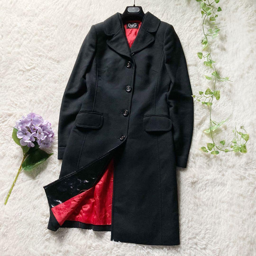 Dolce&Gabbana Women S Chester Coat Long Lining Logo Black Wool 38