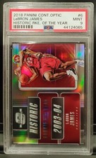2018 Panini Contenders Optic LeBron James Historic Rookie of the Year #6 PSA...