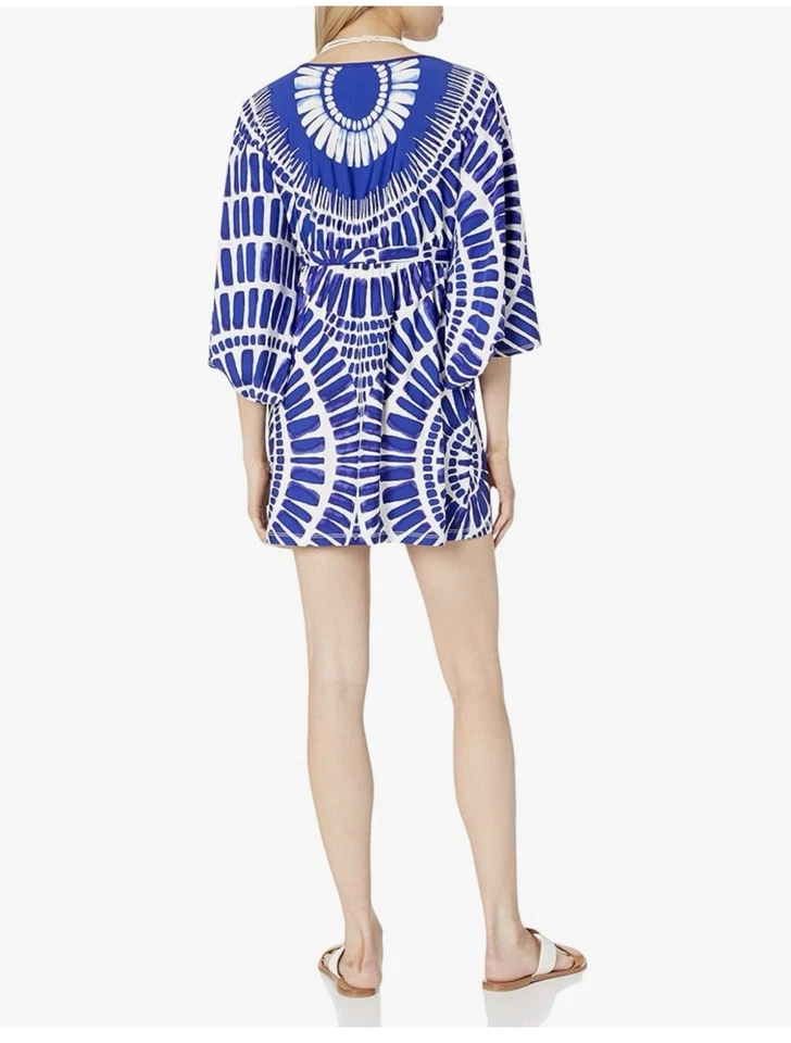 Top túnica fluida para mujer Trina Turk Argel talla pequeña boho encubrimiento playa Foto 2 de 4