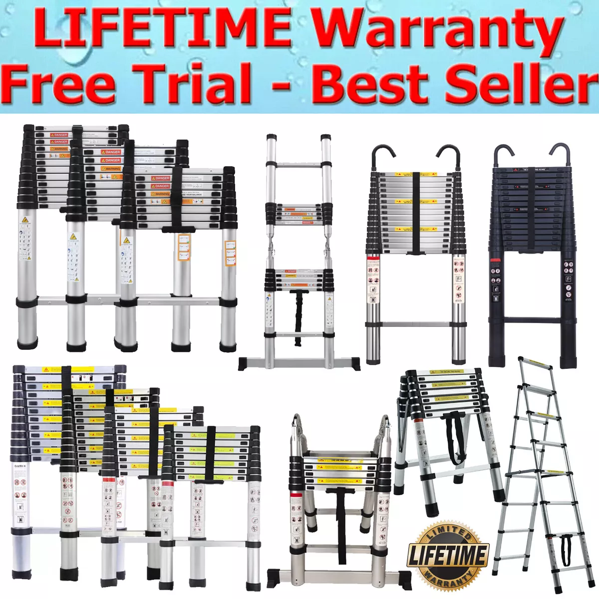 Telescopic Ladder Multi Purpose Extendable Folding Aluminium 2M 6M