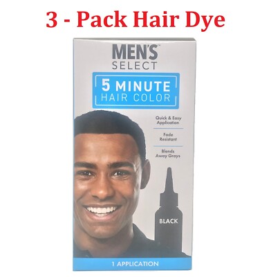 3 Pack Mens Select Hair Color Dye Black or Dark Brown 5 Minute Gel Men Coloring 