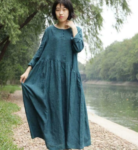 Womens Loose Long Sleeve Caftan Maxi 