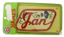 E-Z Sew Names Jan Red and Yellow Vintage Uniform Patch new in original package
