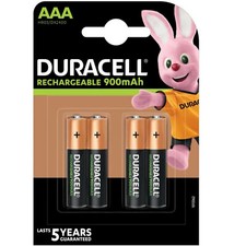 4 x AAA Duracell Rechargeable 900 mAh Battery 900mAh Ultra pre Charged 3.11 per battery