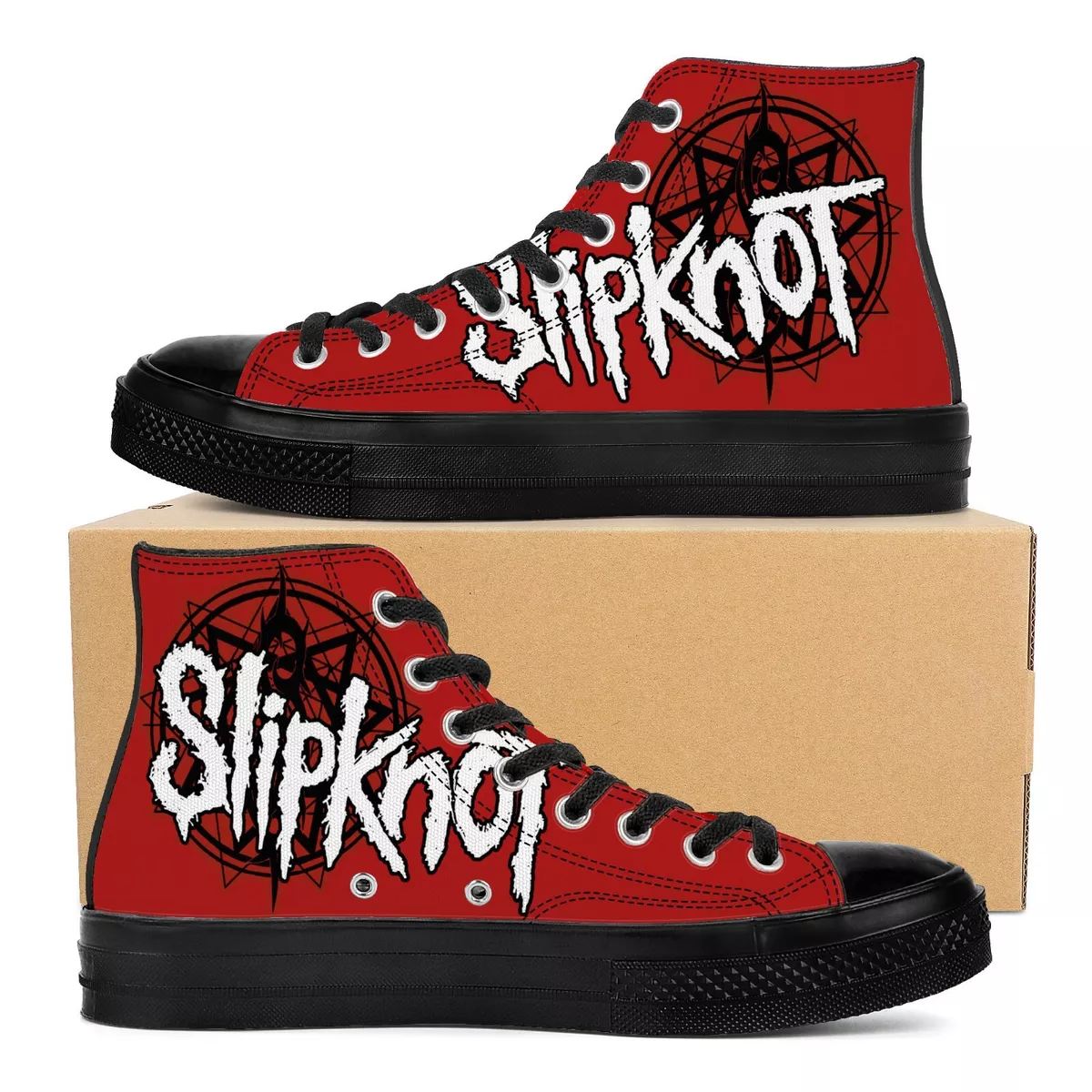 Band Music Inspired Red Black Shoes High Top Canvas Shoes Unisex Custom Sneakers