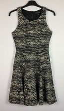 Banana Republic Dress Womens 0 Black Ivory Marled Sleeveless Zip Career Cocktail