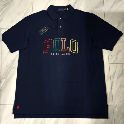Polo Ralph Lauren Men's Big and Tall Multicolor Logo Polo T-Shirt Navy Blue  $125