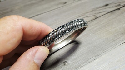 Vintage Sterling Silver Judith Jack Bangle Marcasite Bracelet signed