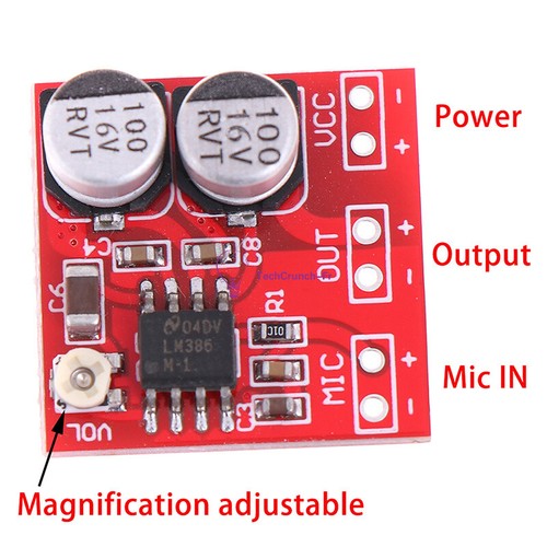 DC 5V-12V LM386 Electret Microphone Power Amplifier Board Gain 200 Times - Picture 3 of 5