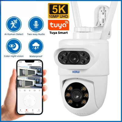 Outdoor 10MP HD Dual Lens WiFi IP Cameras Tuya Smart PTZ Wireless Home Security