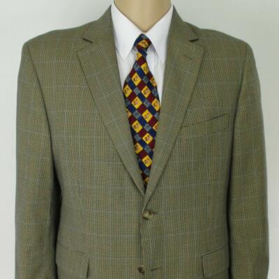 40 S Tasso Elba Beige Hundezahn Kariert 2 Knöpfe Herrenjacke Sport Mantel Blazer