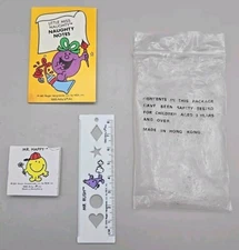 Vintage 1985 Arby's Mr. Men/ Little Miss Mini Ruler, Eraser, Memo Pad Set
