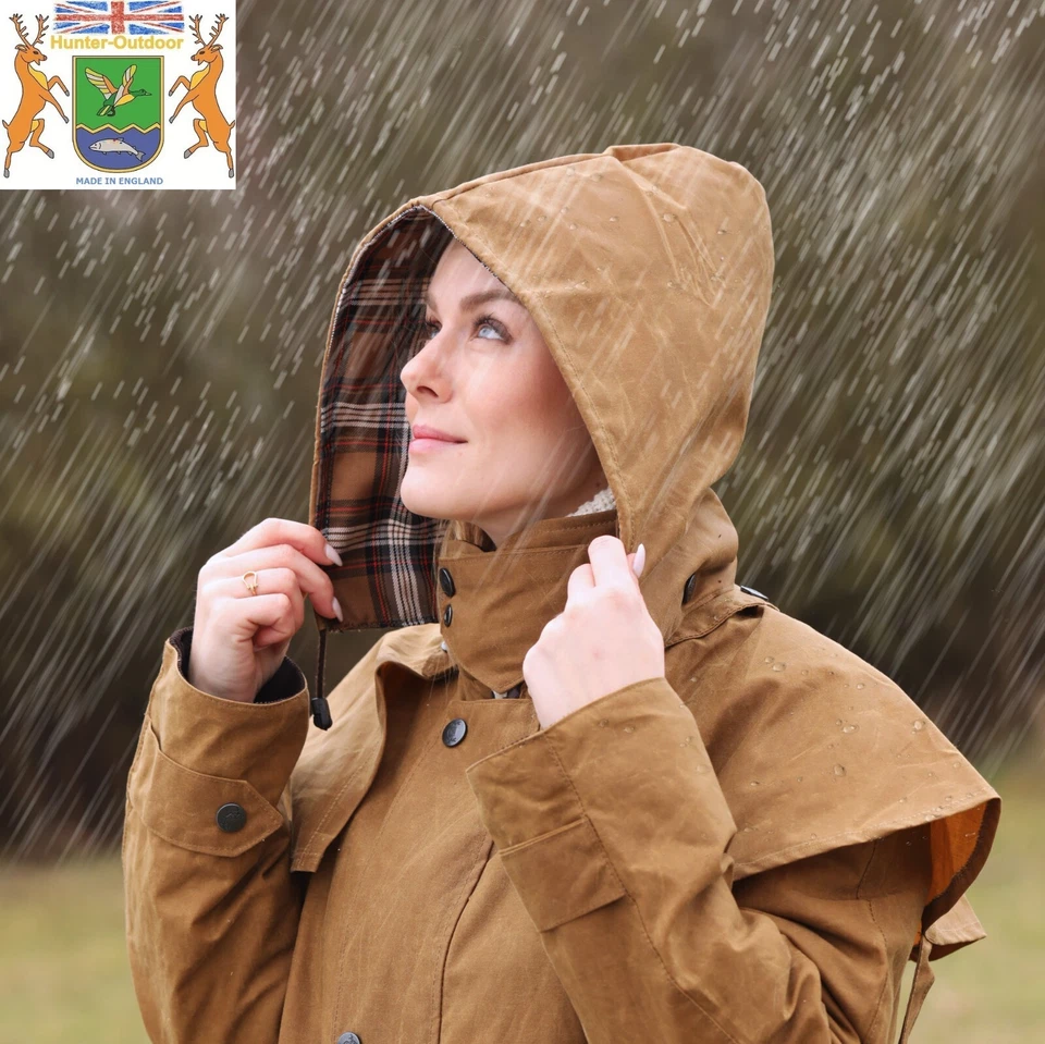 Capa/plumero de algodón de cera larga Edinburgh unisex - totalmente forrado por Hunter Outdoor TAN Foto 4 de 4