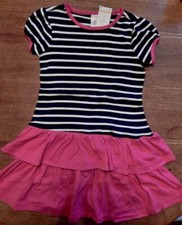 Dress Stripe Pink Ruffle Navy Gymboree Cotton SS size 3 New