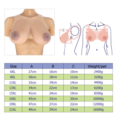 Tasse Silicone IVITA FF Grande Aréole Ovale - Poitrine Pour Travestissement, Taille 6XL, Couleur Suntan