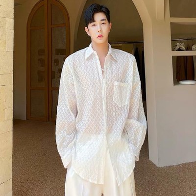 white see through button up