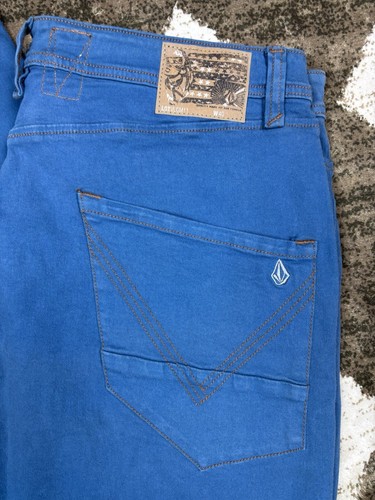 Y2K straight baggy cut Volcom skate jeans blue an orange baggy 40 x 32 nwot - Picture 2 of 7
