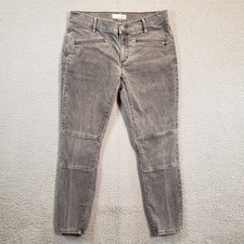 Ann Taylor Loft Modern Skinny Ankle Pants Womens 6/28 Gray Corduroy Zip Pockets