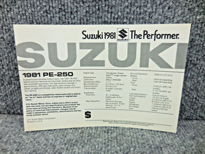 NOS 1981 Suzuki PE-250 The Performer Dealer Sales Floor Price Tag Spec Card