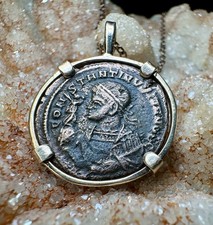 Genuine Ancient Roman Constantine II In 14k Yellow Gold Filled Pendant