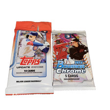 2025 Topps Update Baseball 14 Card Retail Pack & 2023 Bowman Chrome 5 Card Pack-