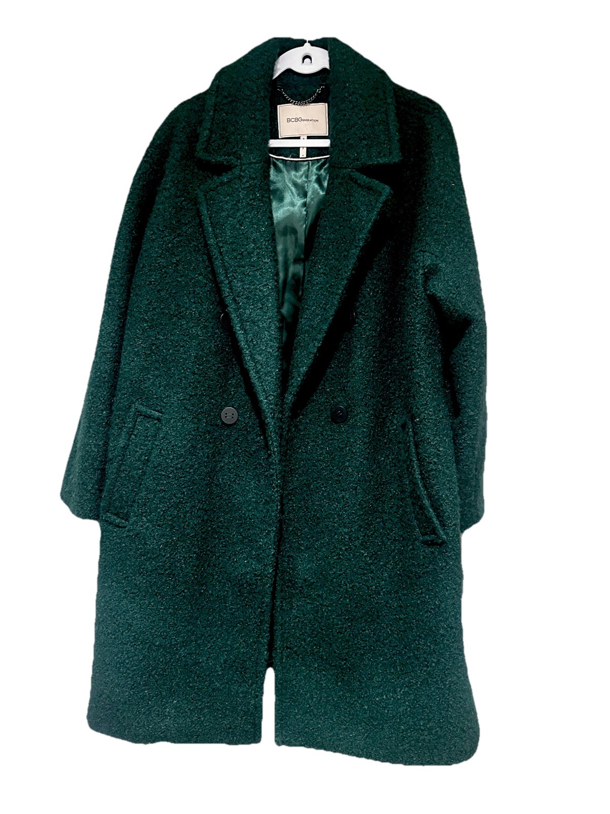 BCBGeneration Green Button Front Long Sleeve Over… - image 1