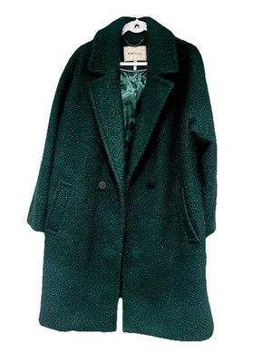 BCBGeneration Green Button Front Long Sleeve Overcoat Women's Plus Size 1X