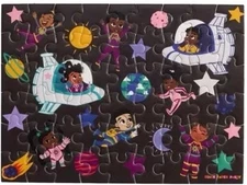 Black Paper Party To The Galaxy & Beyond. 54 Piece Puzzle.  5”x7”. New In Box.