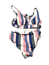 Raisins Girls Malibu Set Blue Stripe Bikini Swimsuit Sz 10 NWT E740210