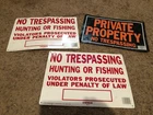 Mixed lot 3 Vintage Sign tin NO TRESPASSING HUNTING OR FISHING