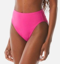 Carmen Marc Valvo Azalea High Waist Swimsuit Bikini Bottom Azalea Pink Small