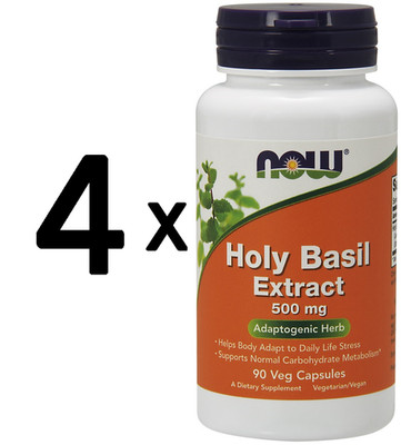 4 x NOW Foods Holy Basil Extract, 500mg - 90 vcaps (353,96 EUR/kg)