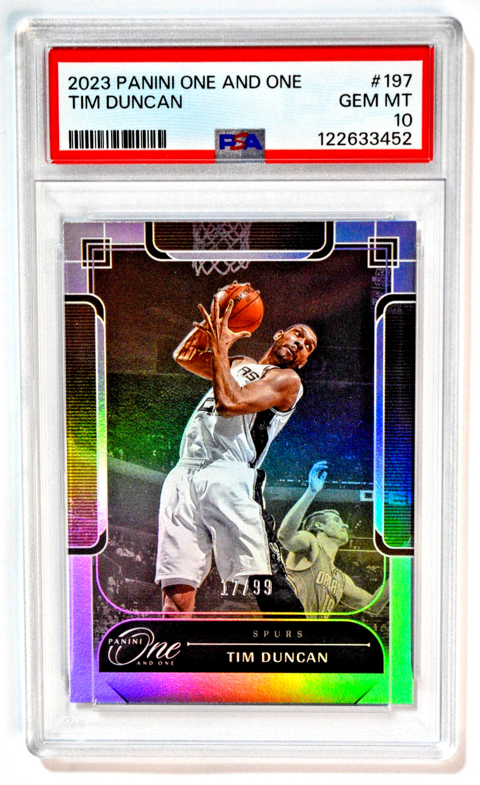 2023 Panini One and One #197 Tim Duncan /99 PSA 10 Gem Mint Spurs