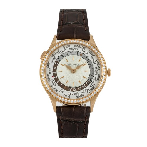 Patek Philippe Complications World Time Auto Rose 36mm Diamonds Watch 7130R-013